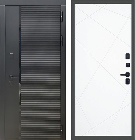 Входная металлическая дверь Рекс 30 Кварц черный / ФЛ-291 Силк сноу ( белый матовый, без текстуры)