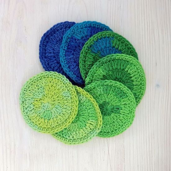 Вязаные хлопковые диски ZEERO разноцветные, 3 шт.