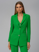 Женский зелёный костюм тройка с приталенным жакетом