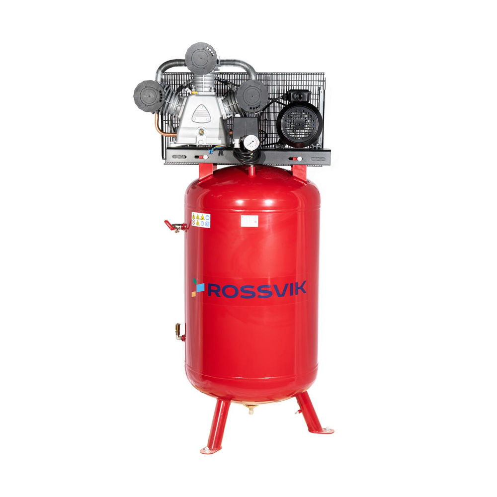 Компрессор ROSSVIK СБ4/Ф-270.LB75В, 950 л/мин, 10 бар, вертикальный 270 л, 380 В/5,5 кВт, красный