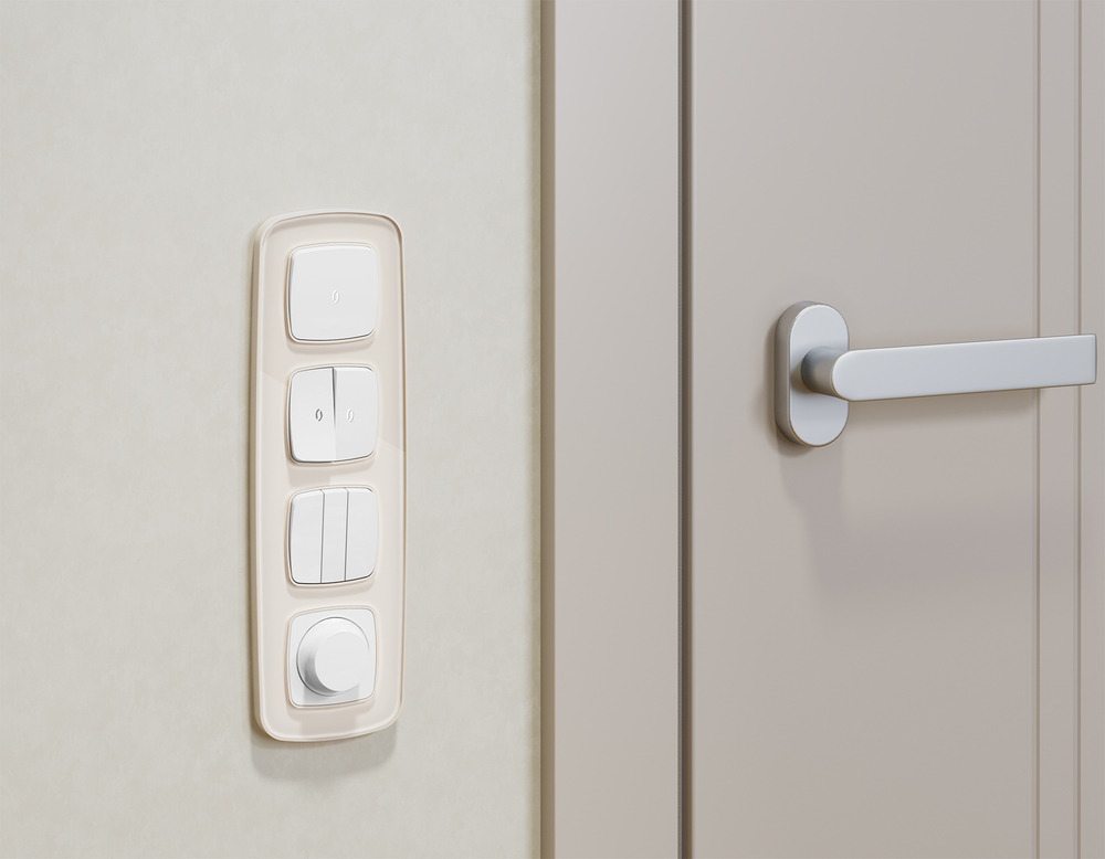 MO124055 Комплект механизма 2-кл выключателя с самовозвратом с подсветкой 5600K OMEGA Белый матовый QUANT (OP1240, VM129, G14W)