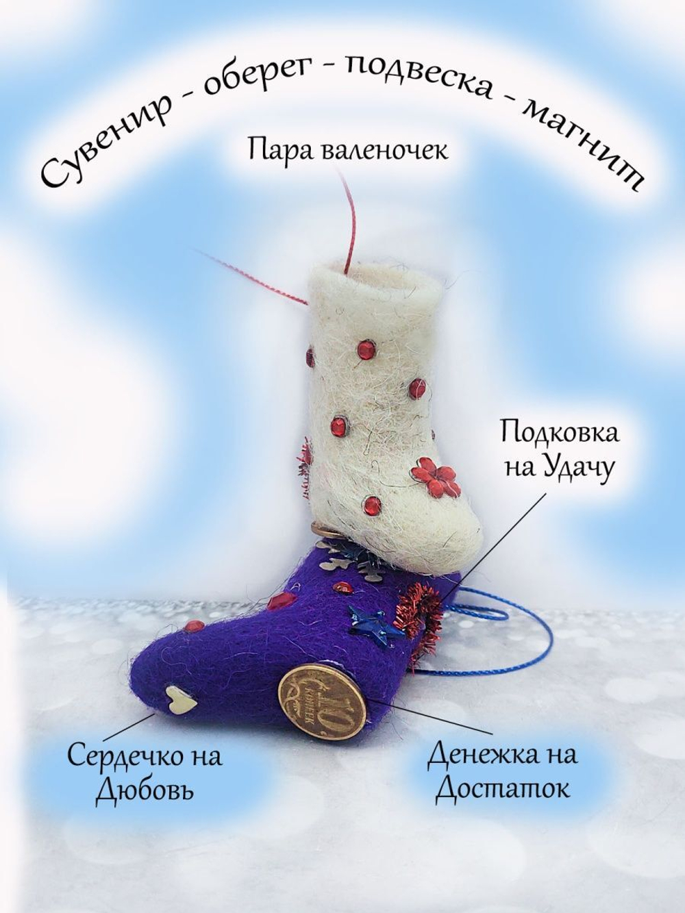 Сувенир, подвеска Валенки