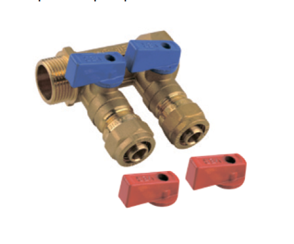 Коллектор с шар. краном 1" г/ш х 20ц-2 вых. ViEiR