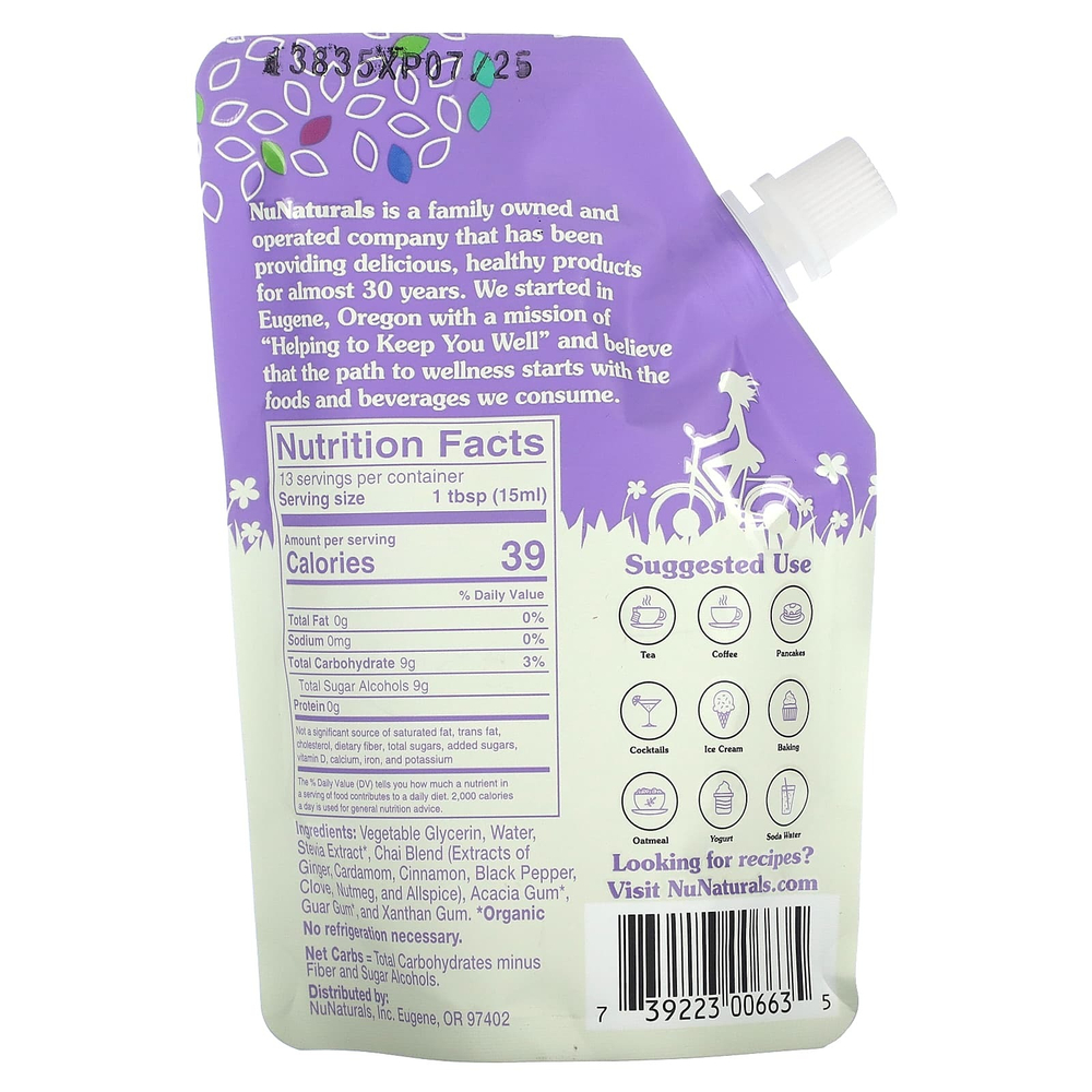 NuNaturals, NuStevia сироп со специями для чая, 0,2 л (6,6 жидк. унц.)