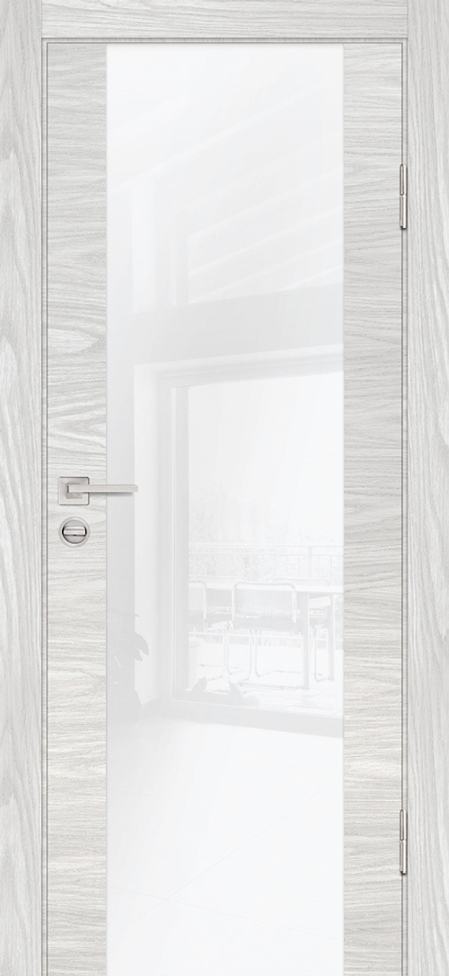 Дверь P-7 / Цвет Дуб скай бежевый / белоснежный лакобель / Двери PROFILO PORTE