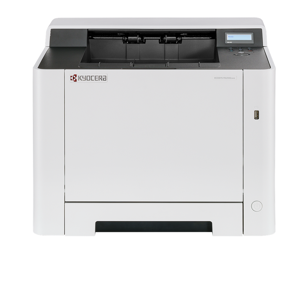 Принтер лазерный Kyocera ECOSYS PA2100cwx (A4), цветной, 1200x1200 dpi, 21 ppm, 512 MB, 800 MHz, tray 50250 sheets, USBEthernetWi-Fi, Duplex, LCD, drum 100k, starter toner