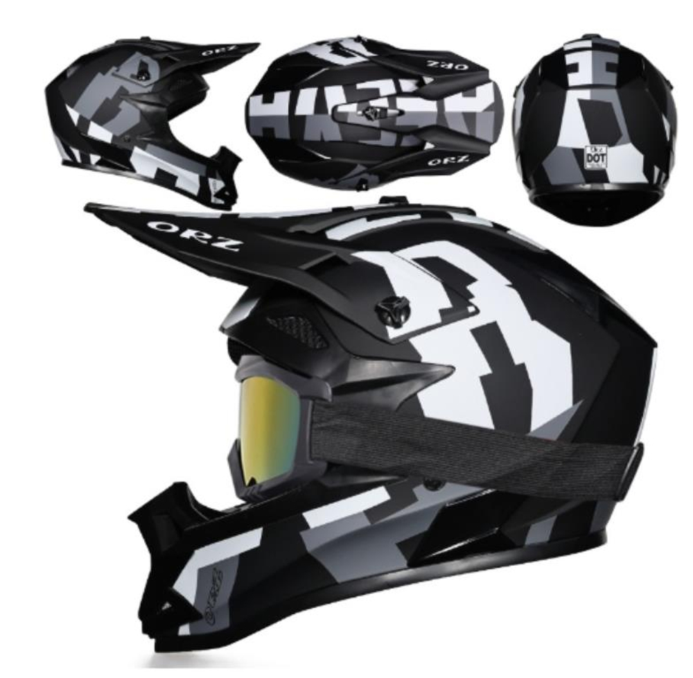 Шлем кроссовый QRZ F16 Чёрн-белый L