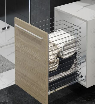 S-8053-C Корзина для белья в базу 400 мм, Starax, с нижним креплением, (340х470х550 мм), хром