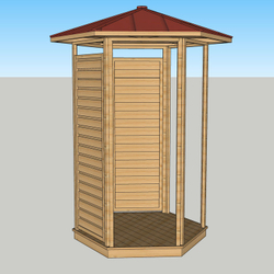 Уличная душевая кабина шестиугольная (с крышей) 250х150х150 см