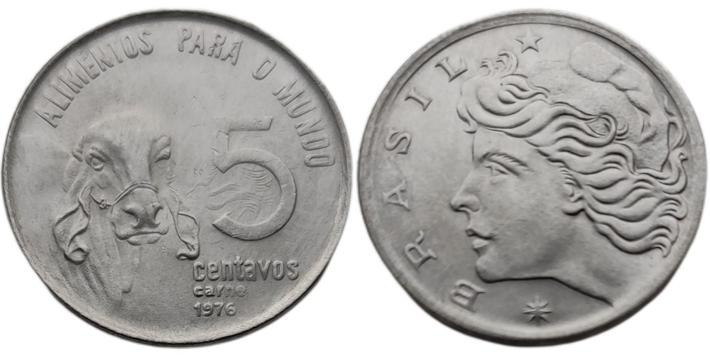 Бразилия 5 сентаво, 1976 ФАО - Зебу 587.1 aUNC
