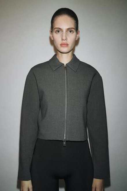 ZARA УКОРОЧЕННЫЙ ЖАКЕТ, СЕРЫЙ