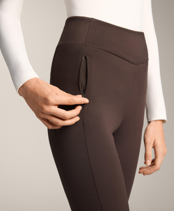 OYSHO Теплые легинсы с высокой посадкой и карманами длиной до щиколотки, темно-коричневый