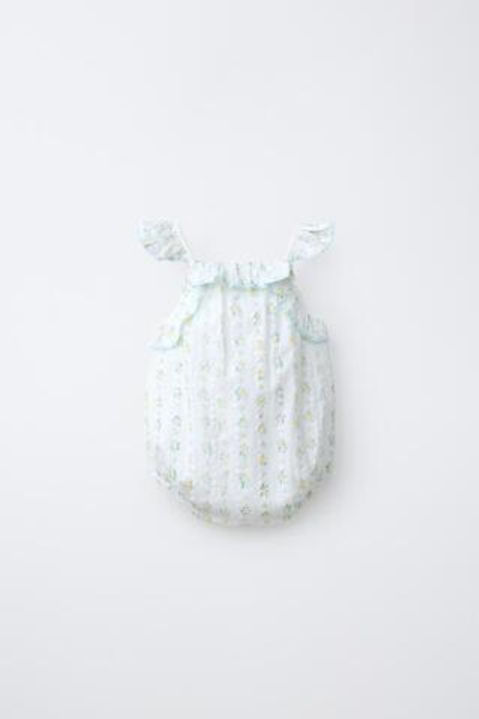 ZARA КОМБИНЕЗОН С ЦВЕТОЧНОЙ ВЫШИВКОЙ РИШЕЛЬЕ, БЕЛЫЙ