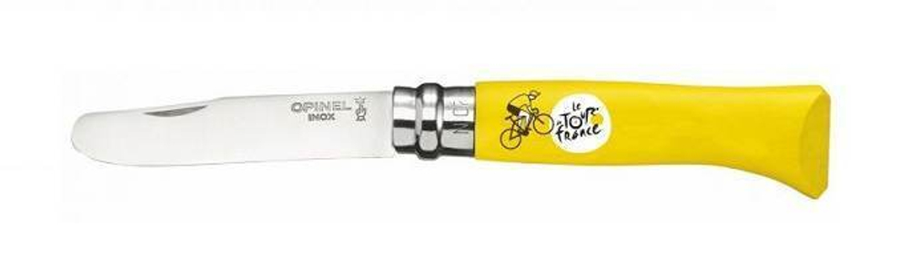 Нож Opinel TourDeFrance 07 inox, закругленное лезвие, желтый