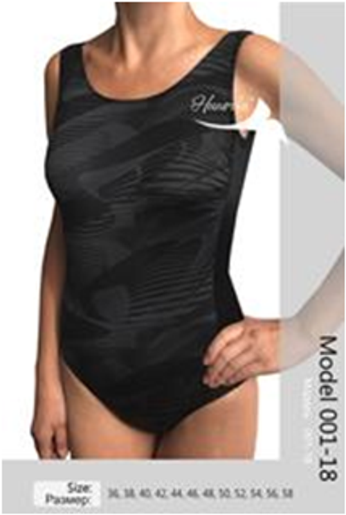 Купальный костюм сплошной, модель 001-18 черно-серые узоры  (Размер: 40B)