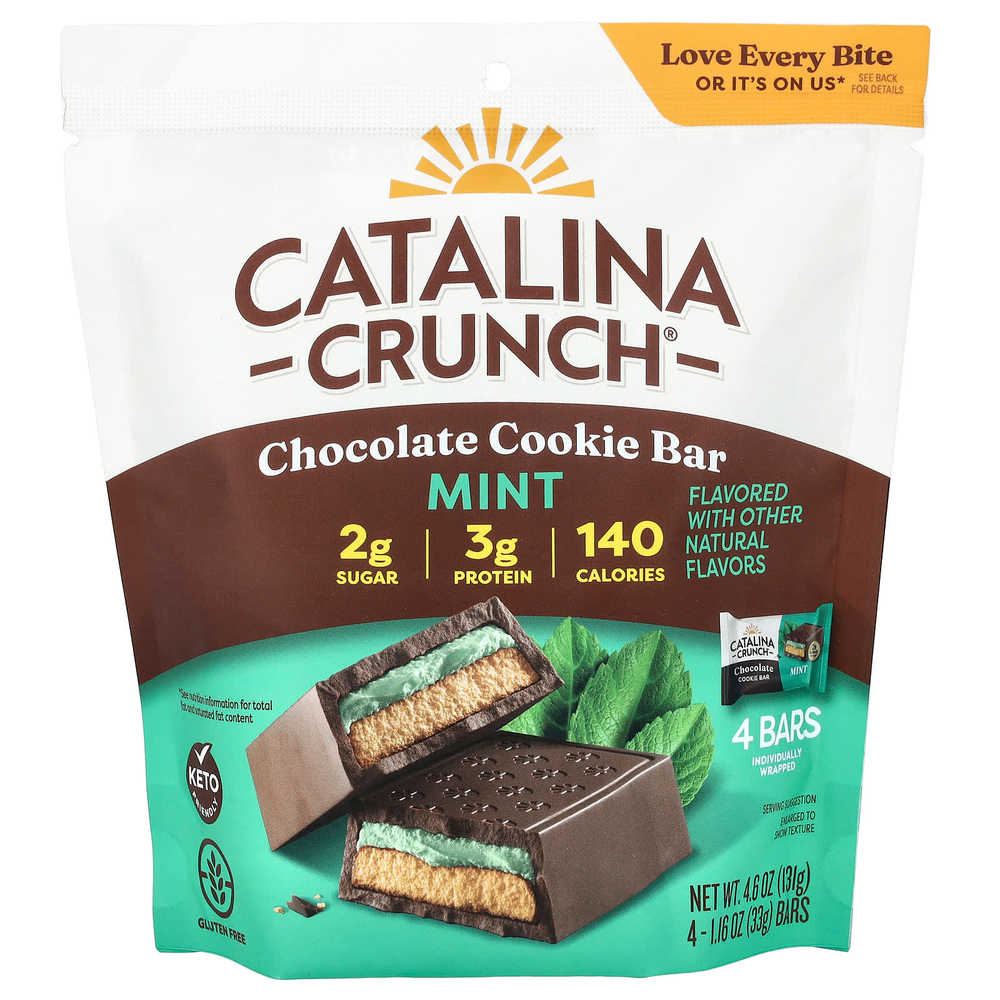 Catalina Crunch, Шоколадное печенье, мята, 4 плитки, 33 г (1,16 унции)