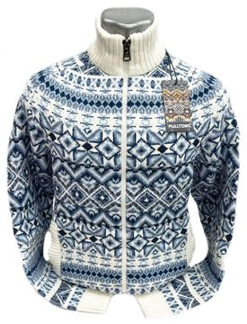 Pulltonic из шерсти и кашемира на полном замке "Узорчатый" в светлом. Размер 48-52