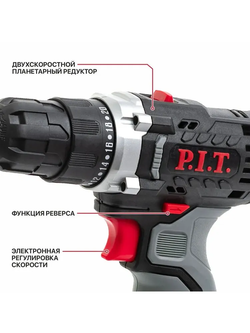 Дрель, шуруповерт аккумуляторный P.I.T. PBM12K-10A/1, 12В, 25Нм, АКБ и ЗУ на системе One Power MINI 12V