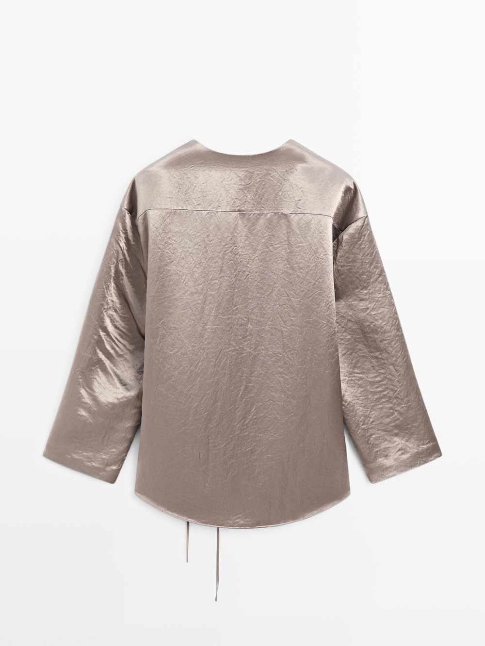 Massimo Dutti Атласное кимоно с завязками по бокам, цвет шампанского