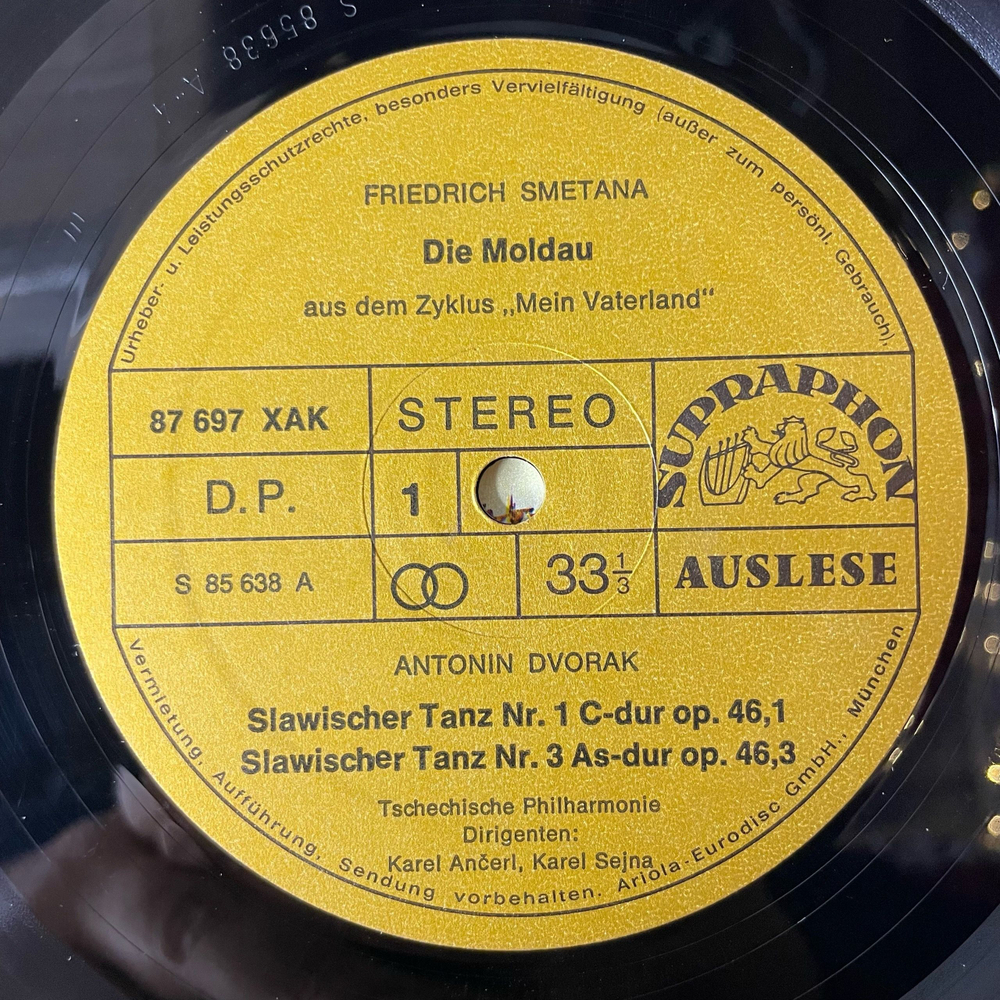 Винтажная виниловая пластинка Bedrich Smetana Сметана, Antonin Dvorak Дворжак, Melodien Von Der Moldau Мелодии из Влтавы (Германия 1974)