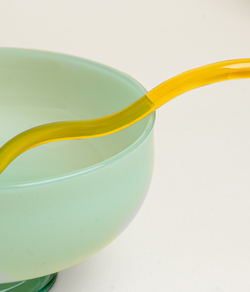 Пиала десертная из цветного стекла с ложечкой Зеленая