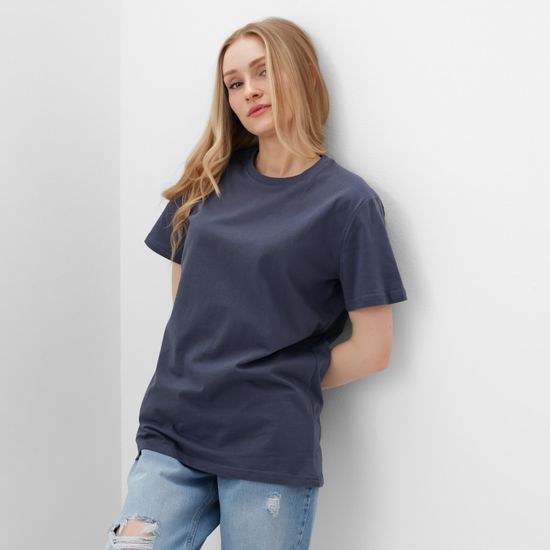 Купить женскую футболку из хлопка цвет  тёмно-серый недорого