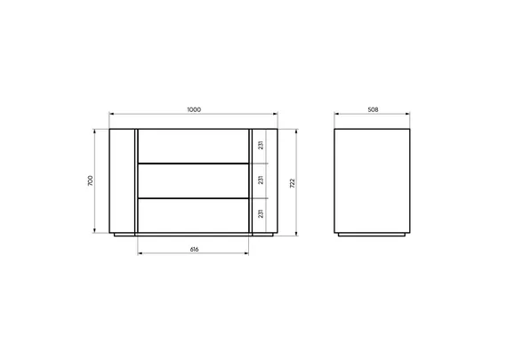 Комод Lagom 3 ящика ширина 100 см (черный)