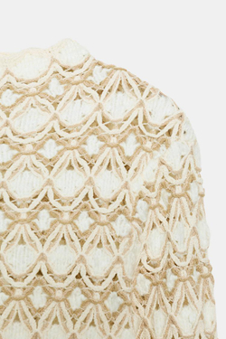 ZARA ДЖЕМПЕР СТРУКТУРНОЙ ВЯЗКИ, ЭКРЮ