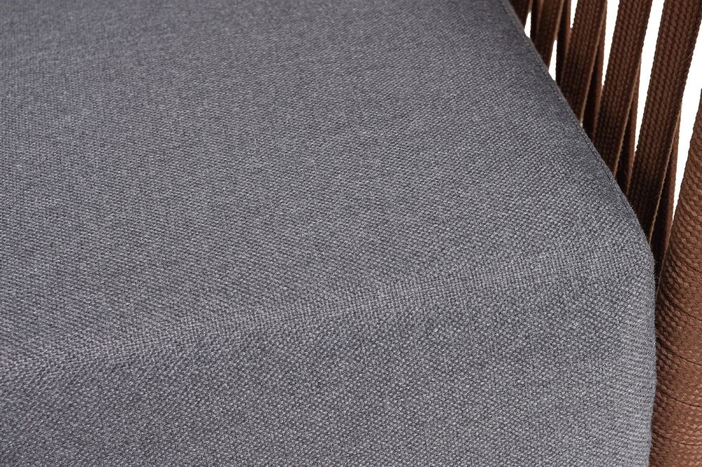 "Багамы" кресло плетеное из роупа, каркас алюминий коричневый (RAL8016) муар, роуп BZ23-ED31, ткань темно-серая 027