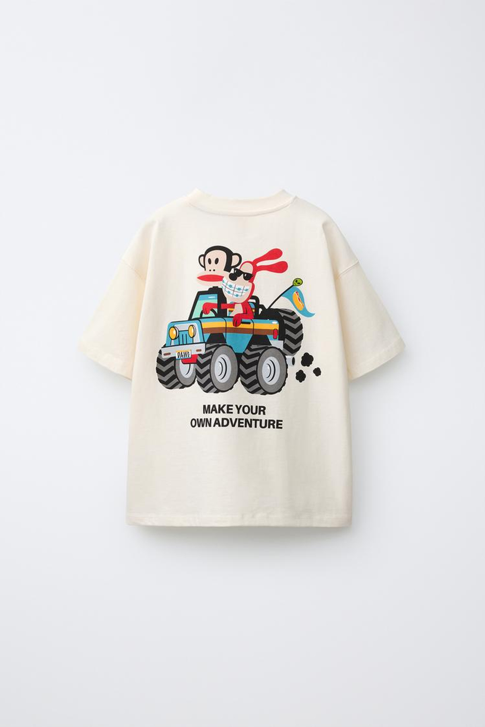 ZARA ФУТБОЛКА С ПРИНТОМ PAUL FRANK™, СВЕТЛЫЙ ЭКРЮ