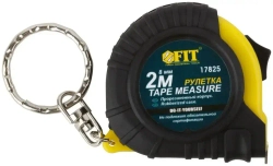 FIT Рулетка брелок 2 м x 8 мм строительная измерительная стальная лента, прорезиненный корпус