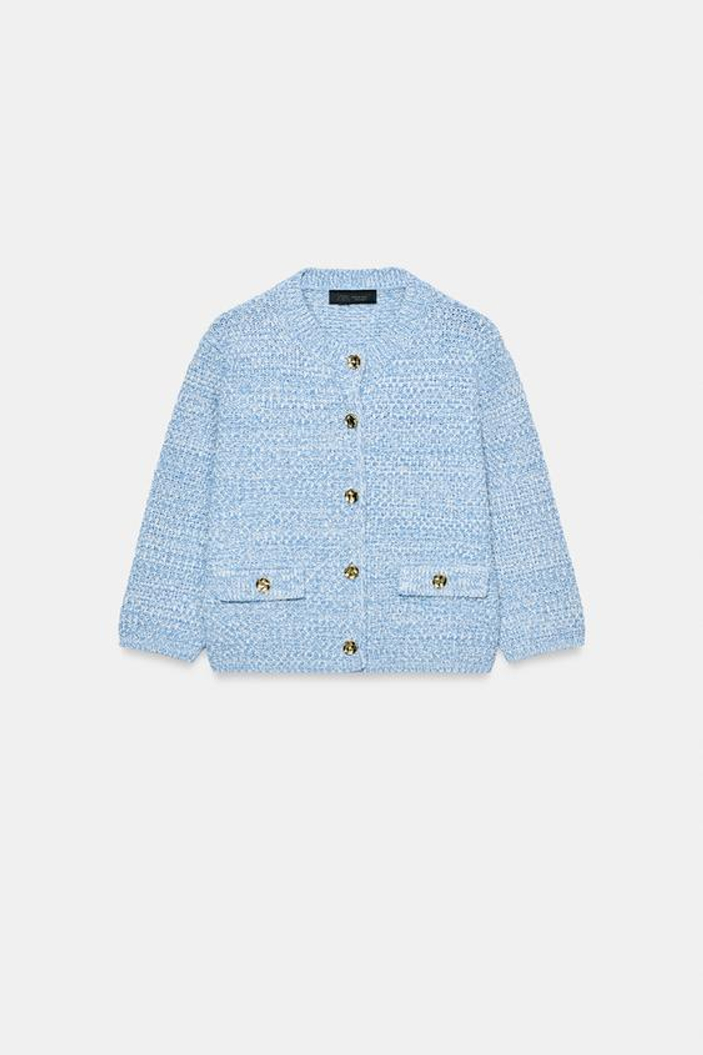 ZARA КАРДИГАН С РУКАВОМ 3/4, НЕБЕСНО-ГОЛУБОЙ