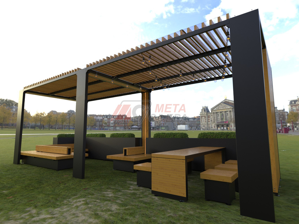 Пергола Комфорт с мебелью и гирляндой