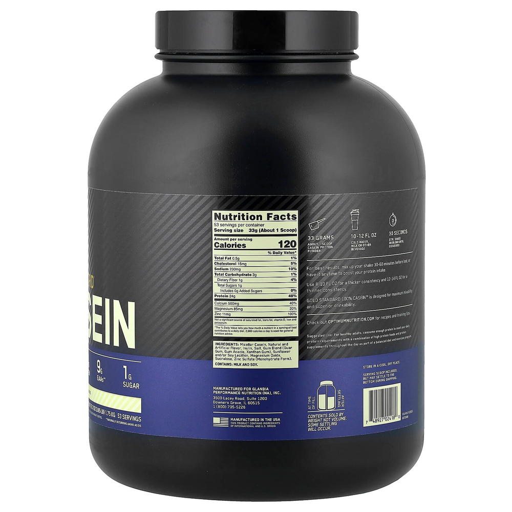 Optimum Nutrition, Gold Standard® 100% Casein, ванильный вкус, 1,75 кг (3,86 фунта)