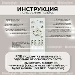 Люстра потолочная белая с RGB подсветкой и пультом для всех видов потолков, 154 Вт