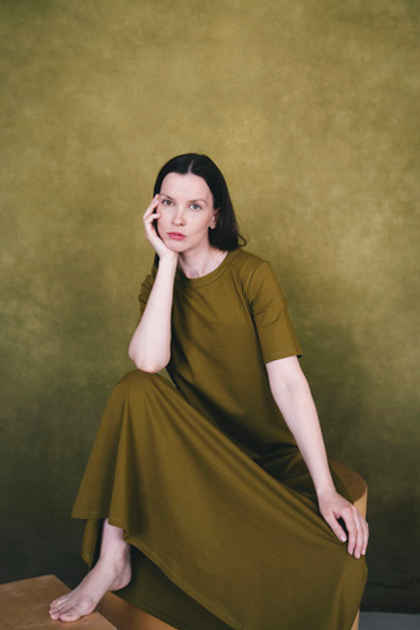 Длинное свободное платье с карманами | + цвета