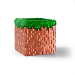 Подставка для карандашей "Minecraft" Майнкрафт в виде травяного блока, 3D печать, 8х7.5х7.5см, медно-зеленый