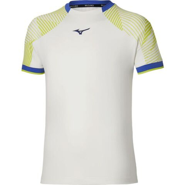Мужская теннисная футболка Mizuno Stargazer Shadow Short-Sleeve - white/yellow