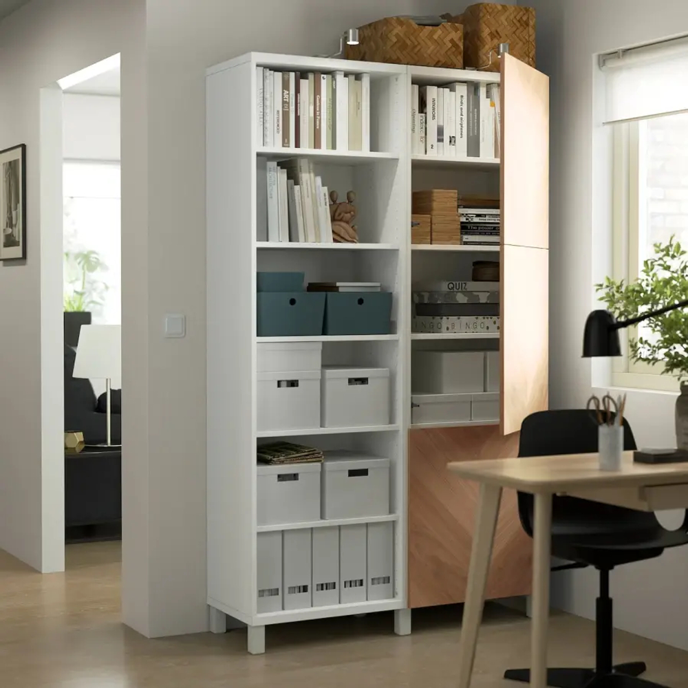 Книжный шкаф с дверцей - IKEA BESTÅ/BESTA, 120x42x202 см, белый, Беста/Бесто ИКЕА