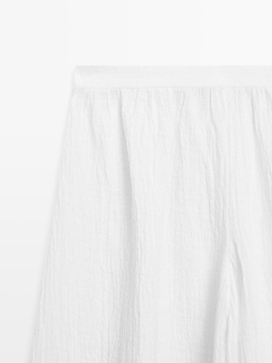 Massimo Dutti Льняные брюки-саруэль, экрю