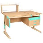 Растущая парта СУТ 25 с задними полками СУТ.15.210 и СУТ.15.240 и навесной тумбой (1200×880 мм)