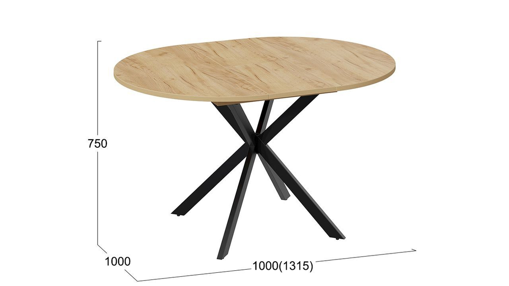 Стол кухонный обеденный круглый раздвижной Белый/Чёрный Муар, Мэдисон, 100,1х100х75 см