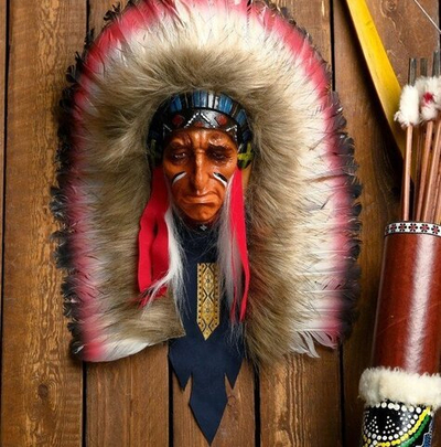Маска панно "Индеец Каканниви" 25х15х40 см, микс
