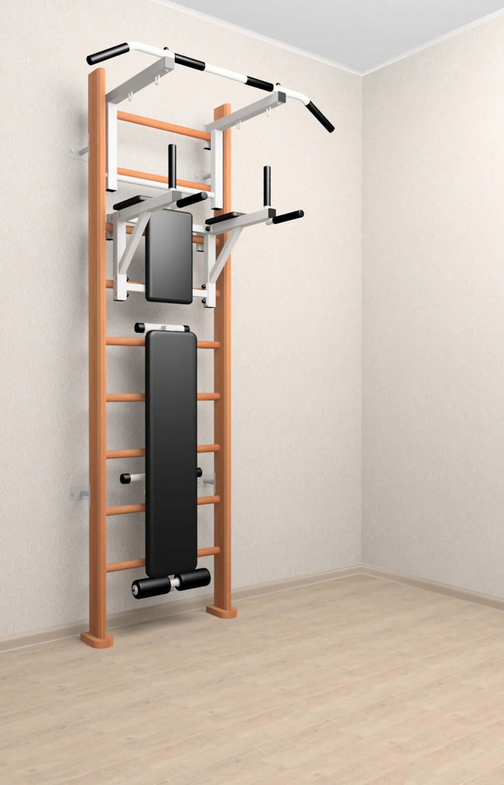 Деревянная шведская стенка Sv Sport 905о (Турник стандарт/Брусья/Скамья)