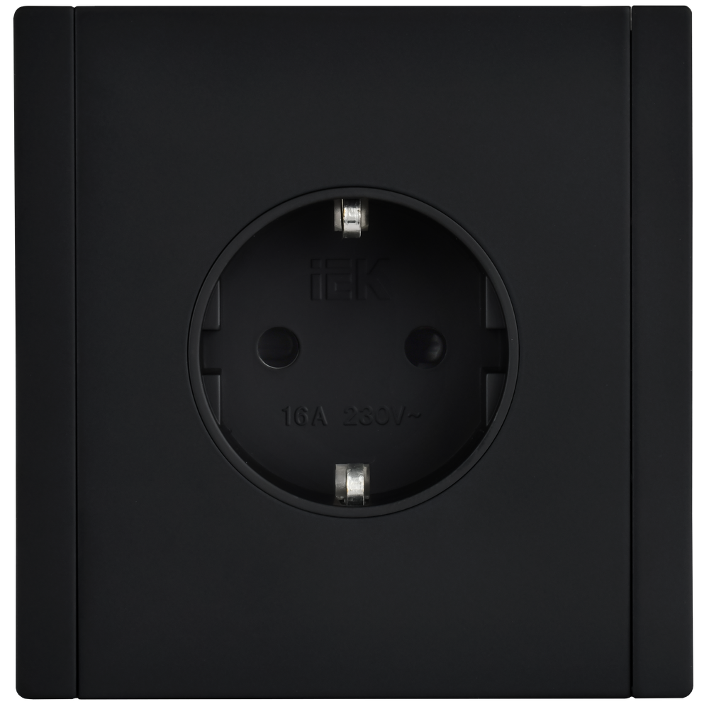 FORTE&PIANO Розетка 1-местная с заземлением с защитными шторками безвинтовое крепление 16А FP113M металл черный IEK