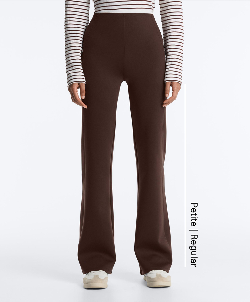 OYSHO Расклешенные брюки с высокой посадкой и эффектом неопрена, коричневый