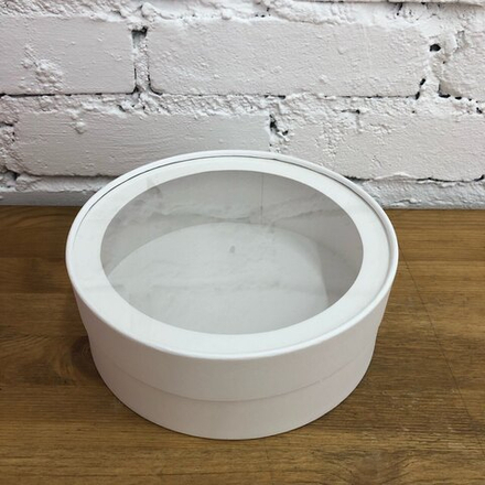 Коробка круглая "Шайба" с прозрачным окном, 21*7 см, Белый
