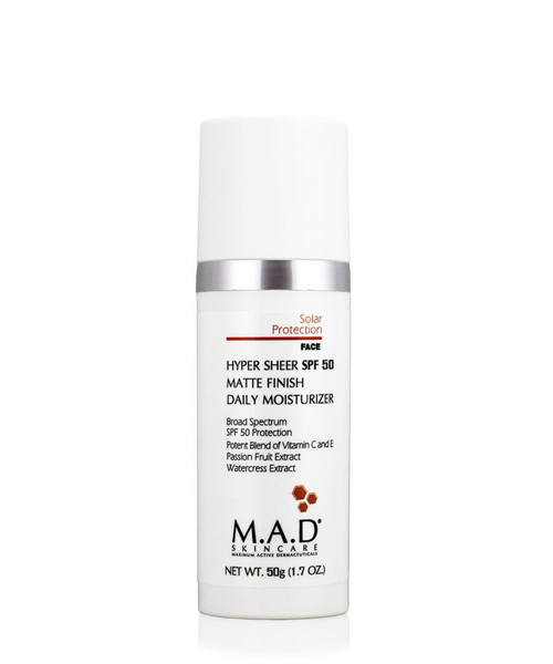 M.A.D. Hyper Sheer SPF 50 Matte Finish Daily Moisturizer | Увлажняющая и матирующая крем-основа под макияж с защитой SPF 50, 50 мл
