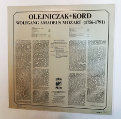 Винтажная виниловая пластинка LP Mozart Моцарт, Orkiestra Symfoniczna Filharmonii Narodowej, Olejniczak, Kord (Польша 1981)