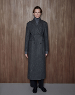 Пальто с дополнительными петлями из шерсти Стелла Маккартни полоска серый